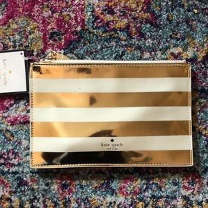 Kate Spade gold stripe pencil pouch pencils